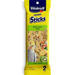 Vitakraft Crunch Sticks Kiwi & Lemon Flavor Treats for Cockatiels, 2 Sitcks