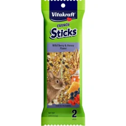 Vitakraft Crunch Sticks Wild Berry & Honey Flavor Treats for Rabbits, 2 Sticks