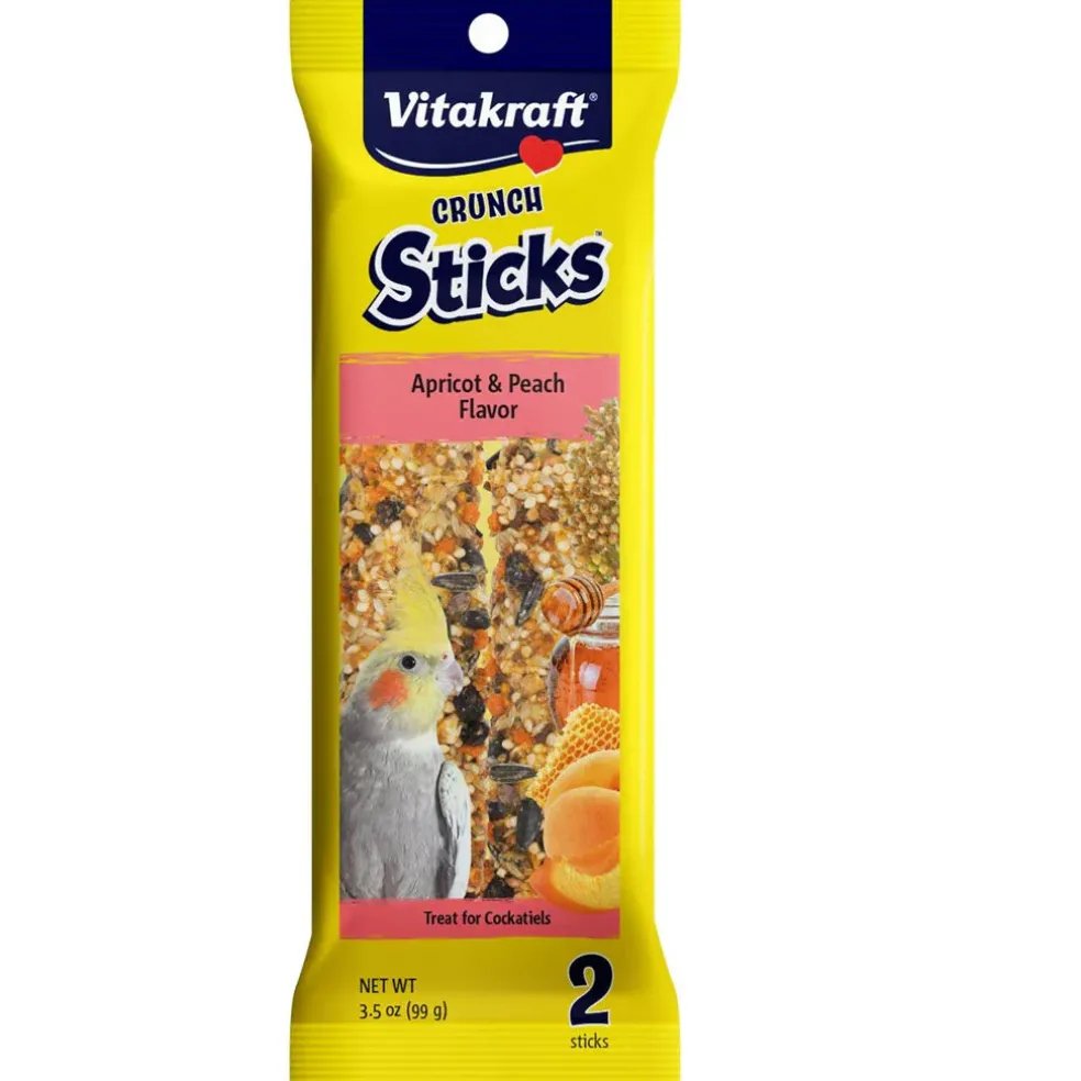 Vitakraft Curnch Sitcks Apricot & Peach Flavor Treats for Cockatiels, 2 Sitcks