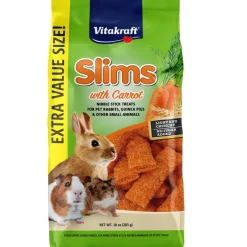 Vitakraft Slims with Carrot Nibble Stick Treats for Rabbits, Guinea Pigs & Other Small Animals