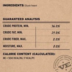 Vital Essentials Freeze-Dried Raw Duck Hearts Dog Treats, 10-oz