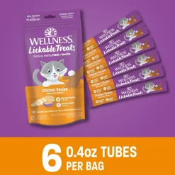 Wellness Lickable Treats Chicken Recipe Natural Treats for Cats, 2.5-oz