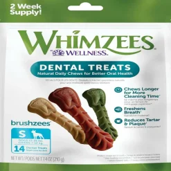Whimzees Brushzees Daily Use Dental Treats For Small Dogs (14 ct)