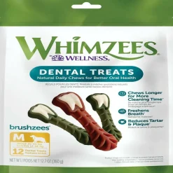 WHIMZEES Brushzees Natural Grain-Free Dental Chews For Dog Treats, Medium (12.7 oz)