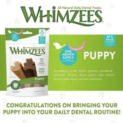 Whimzees by Wellness Natural Grain Free Dental Treats For Medium & Large Puppy (7.4 oz)