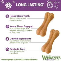 Whimzees by Wellness Rice Bone Dental Chew For Large Breed Dog (50 ct)