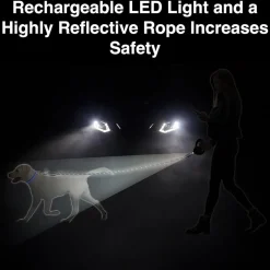 Wigzi Luna LED Reflective Rope Leash 6' Up to 250 lb Dog