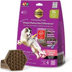 Yummy Combs Premium Dog Treats, Fish and Egg Allergy Relief, X-Large, 6 Count