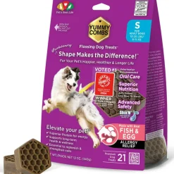 Yummy Combs Premium Dog Treats, Fish and Egg Allergy Relief, Small, 21 Count