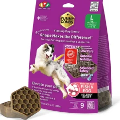 Yummy Combs Premium Dog Treats, Fish and Egg Allergy Relief, Large, 9 Count