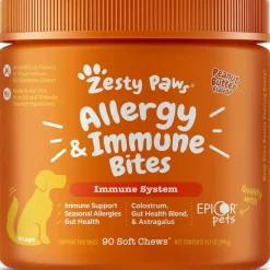 Zesty Paws Allergy & Immune Bites Peanut Butter Flavored Chews for Dogs (90ct)