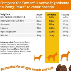 Zesty Paws Cranberry Bladder Bites Bacon Flavored Chews for Dogs (90 ct)