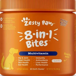 Zesty Paws 8-in-1 Multifunctional Bites Peanut Butter Flavored Soft Chews For Dogs (90 ct)