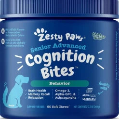 Zesty Paws Senior Advanced Cognition Bites Chicken Flavored Chews for Dogs (90 ct)