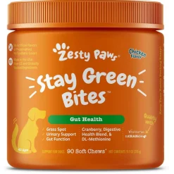 Zesty Paws Stay Green Bites Chicken Flavored Gut Health Chews for Dogs (90 ct)