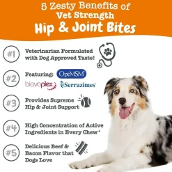 Zesty Paws Vet Strength Hip & Joint Mobility Bites Beef & Bacon Flavored chews for Dogs (90 ct)