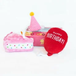 Zippy Paws Birthday Box Interactive Plush Toy for Dogs (3 pc)