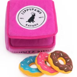 Zippy Paws Burrow Donutz Box Interactive Colorful Squeaky Toy for Dogs (Medium)