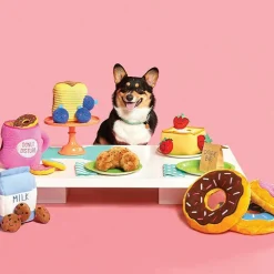 Zippy Paws Burrow Interactive Squeaky Hide and Seek Plush Milk and Cookies Toy for Dogs