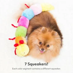 Zippy Paws Caterpillar Rainbow Squeaky Toy for Dogs, Extra Large