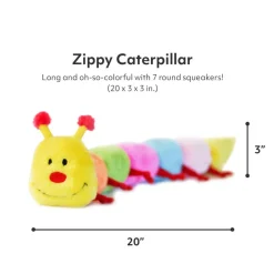 Zippy Paws Caterpillar Rainbow Squeaky Toy for Dogs, Extra Large