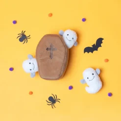 Zippypaws Halloween Coffin with Ghosts Burrow Toy For Dogs
