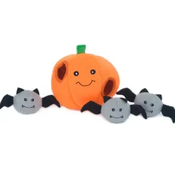 Zippypaws Halloween Pumpkin Burrow Interactive Plush Toy For Dogs