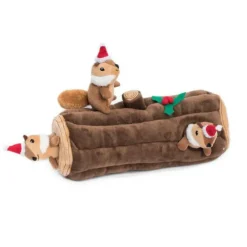 ZippyPaws Holiday Burrow Dog Toy, Yule Log