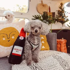 ZippyPaws Red Wine Happy Hour Crusherz Plush Dog Toy, Medium