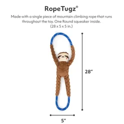 Zippy Paws RopeTugz Sloth Squeaky Plush Toy for Dogs (Large)