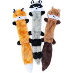 ZippyPaws Skinny Peltz Fox, Raccoon & Squirrel Plush Dog Toy, Large, 3-pack