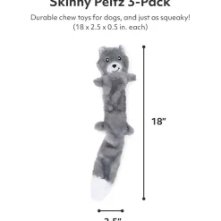 ZippyPaws Skinny Peltz Weasel, Skunk & Wolf Plush Dog Toy, Large, 3-pack