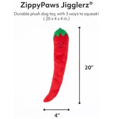 Zippy Paws Zippy Jigglerz Pepper Squeaky Plush Tug Toy for Dogs