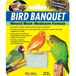 Zoo Med Bird Banquet Mealworm Formula Mineral Block Beak Conditioner