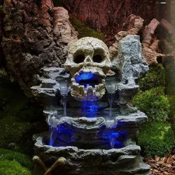 Zoo Med Repti Rapids LED Skull Waterfall Natural Rock For Reptiles