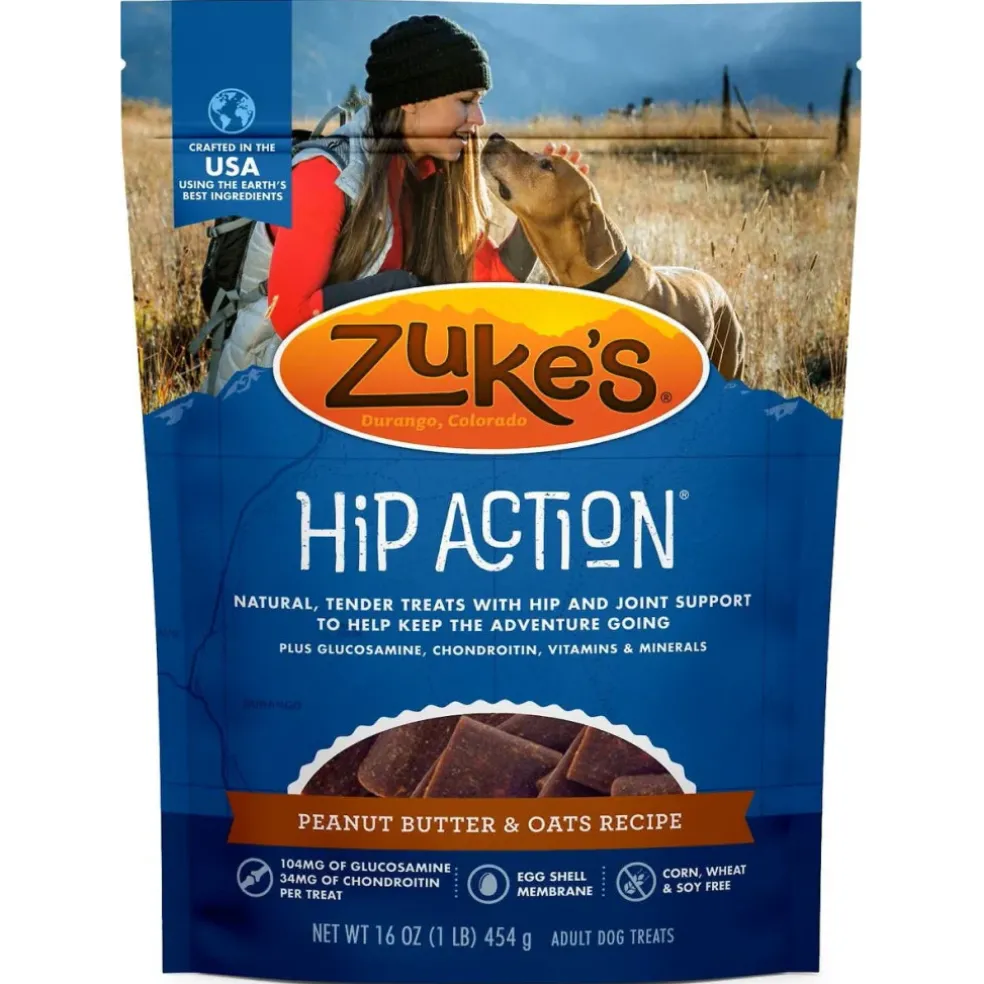 Zuke’s Hip Action Peanut Butter & Oat Recipe - Hip & Joint Support Treats for Dogs