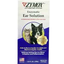 Zymox Ear Solution with 0.5% Hydrocortisone for Dogs & Cats (1.25 oz)