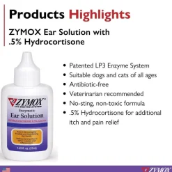 Zymox Ear Solution with 0.5% Hydrocortisone for Dogs & Cats (1.25 oz)