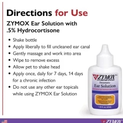 Zymox Ear Solution with 0.5% Hydrocortisone for Dogs & Cats (1.25 oz)