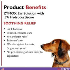 Zymox Ear Solution with 0.5% Hydrocortisone for Dogs & Cats (1.25 oz)