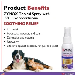 Zymox Enzymatic Topical Spray with Hydrocortisone 0.5% for Dogs & Cats